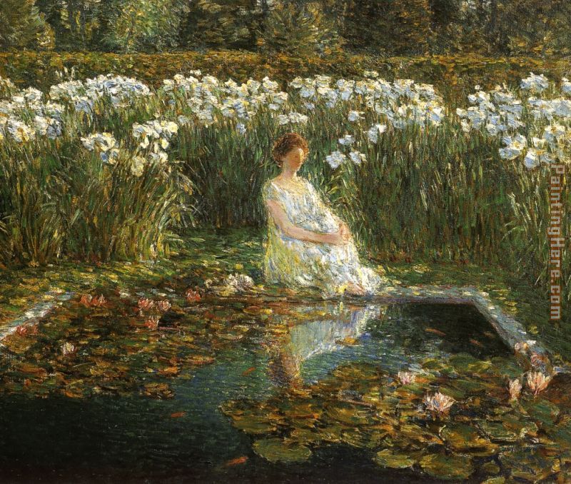 Lilies painting - childe hassam Lilies art painting